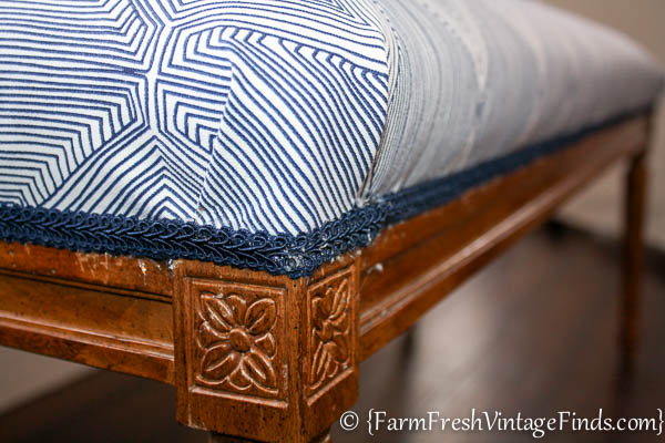 How to Easily Reupholster a Bench - Farm Fresh Vintage Finds