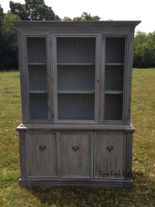 Ballard Design Inspired Shutter Gray Hutch