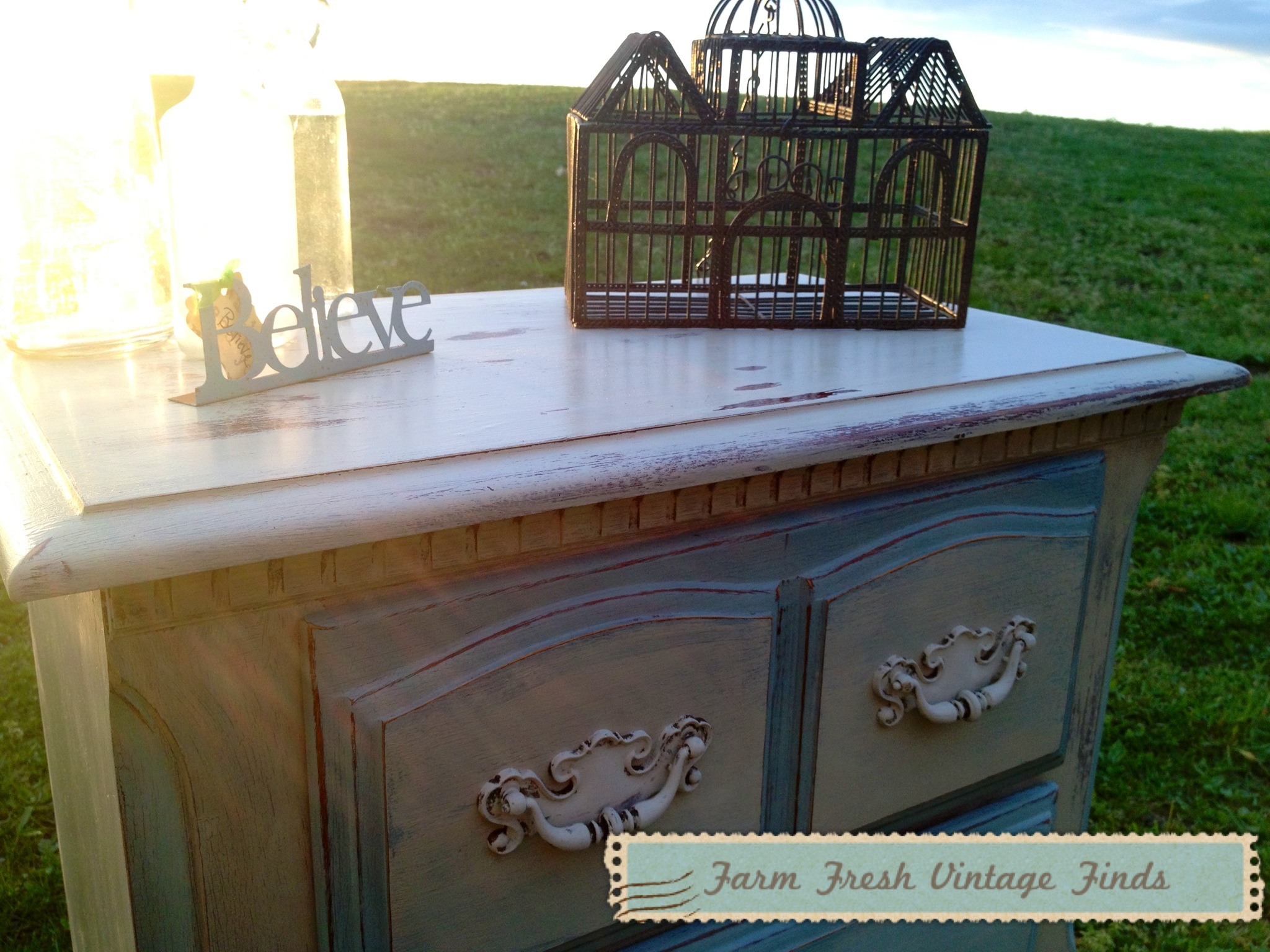 Country Grey with a Little Duck Egg Nightstand