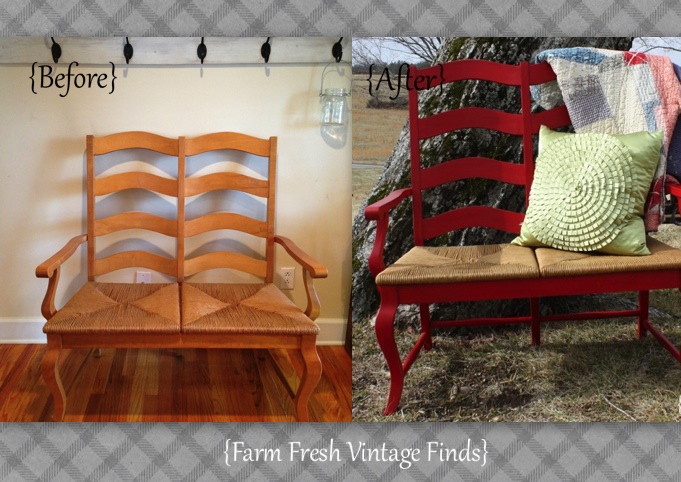 Wood Settee Painted with General Finishes Milk Paint