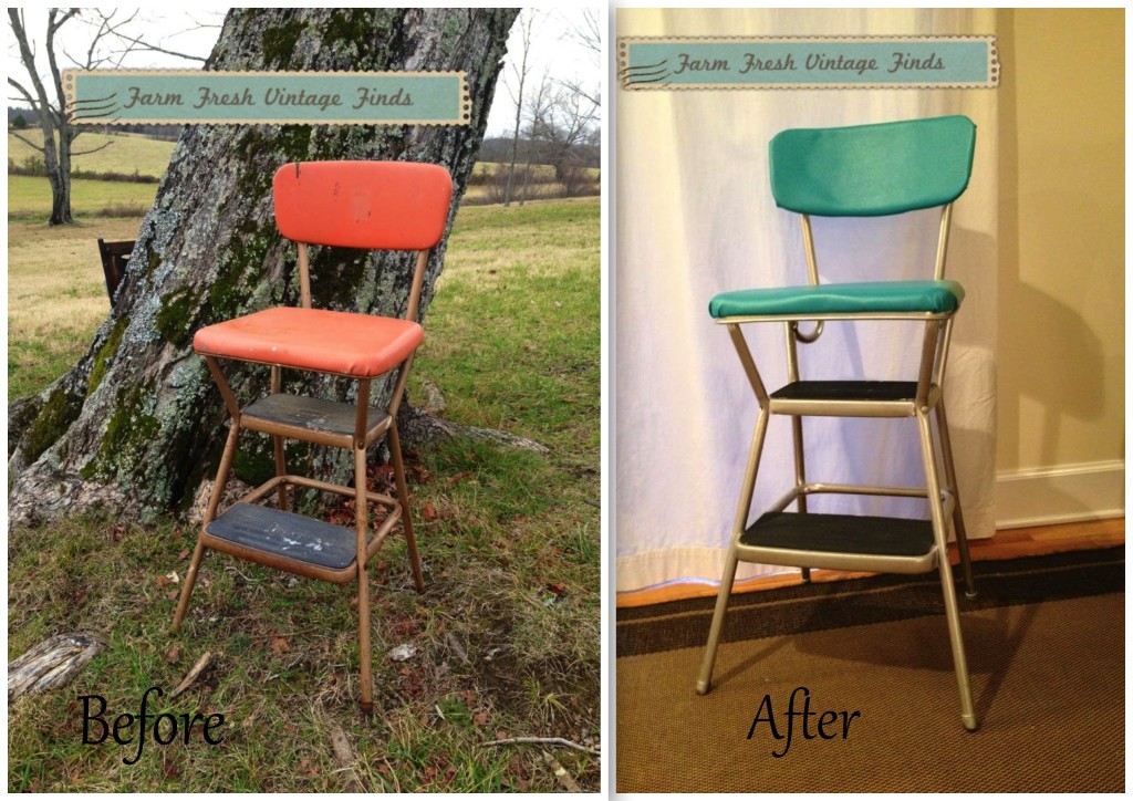Red Cosco Chair farm fresh vintage finds makeover