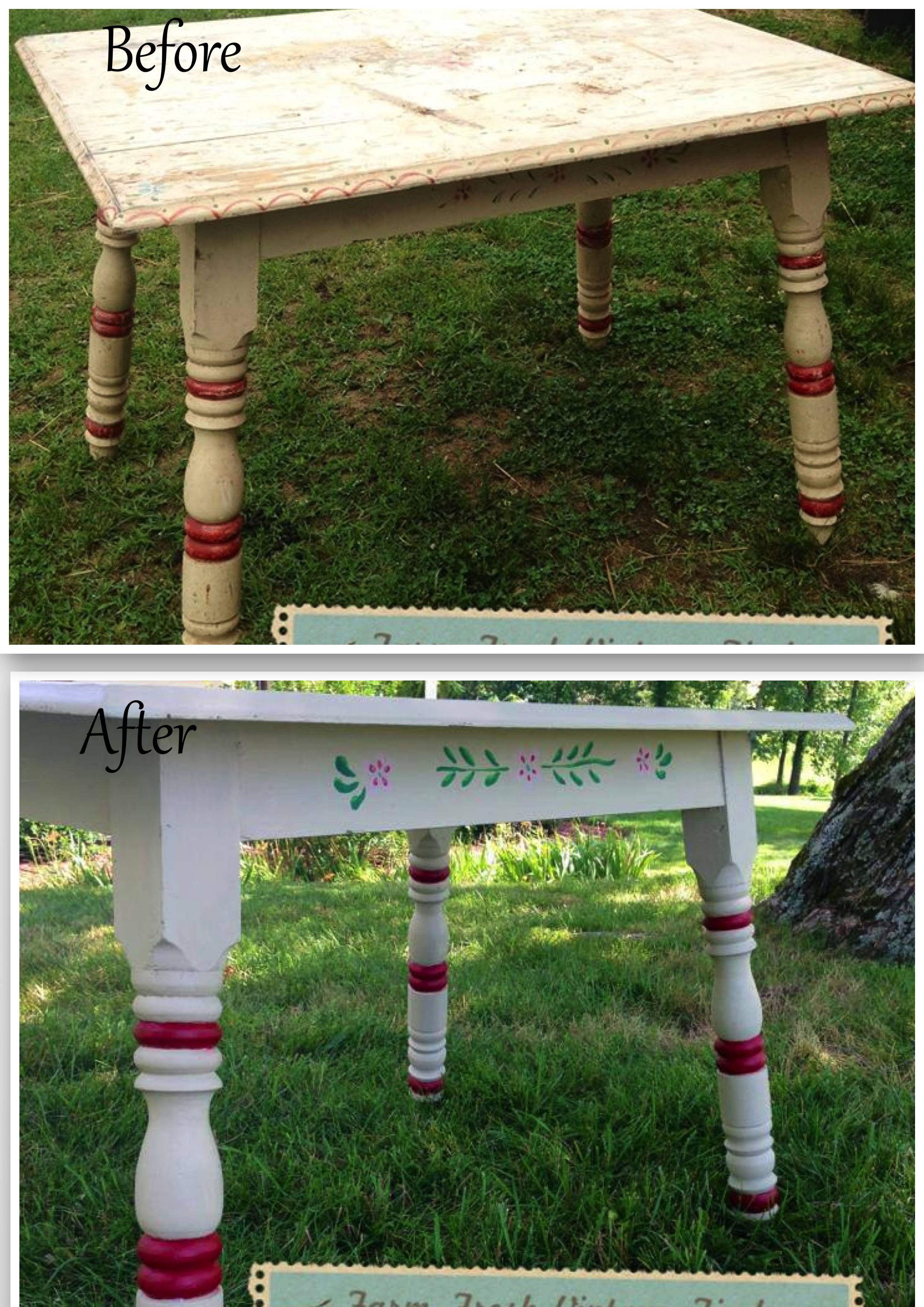 Vintage Table with Hand Painted Details