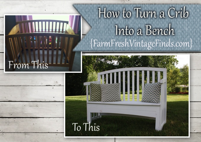 bench made from old baby crib