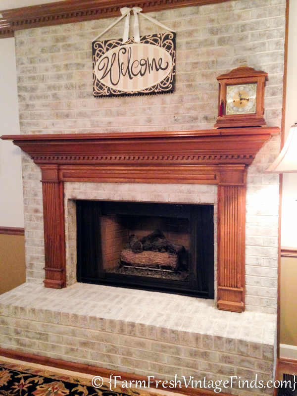 Painted fireplace brick