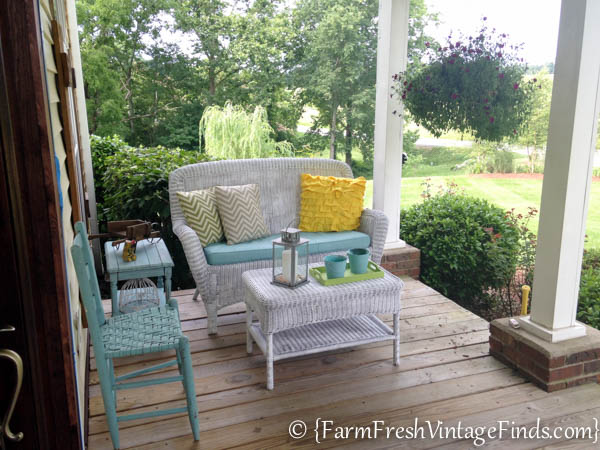 A Front Porch Update and Answers to Your Questions About Painting Fabric