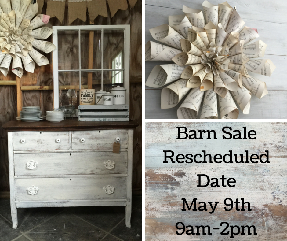 Barn Sale Rescheduled for May 9th