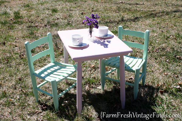Painted Table and Chairs-2