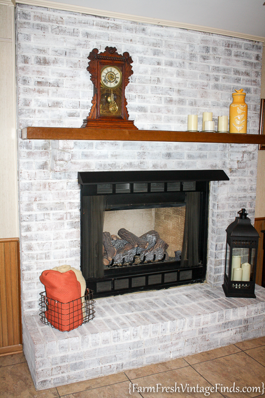 How to Whitewash a Fireplace with DIY Chalk Type Paint-17